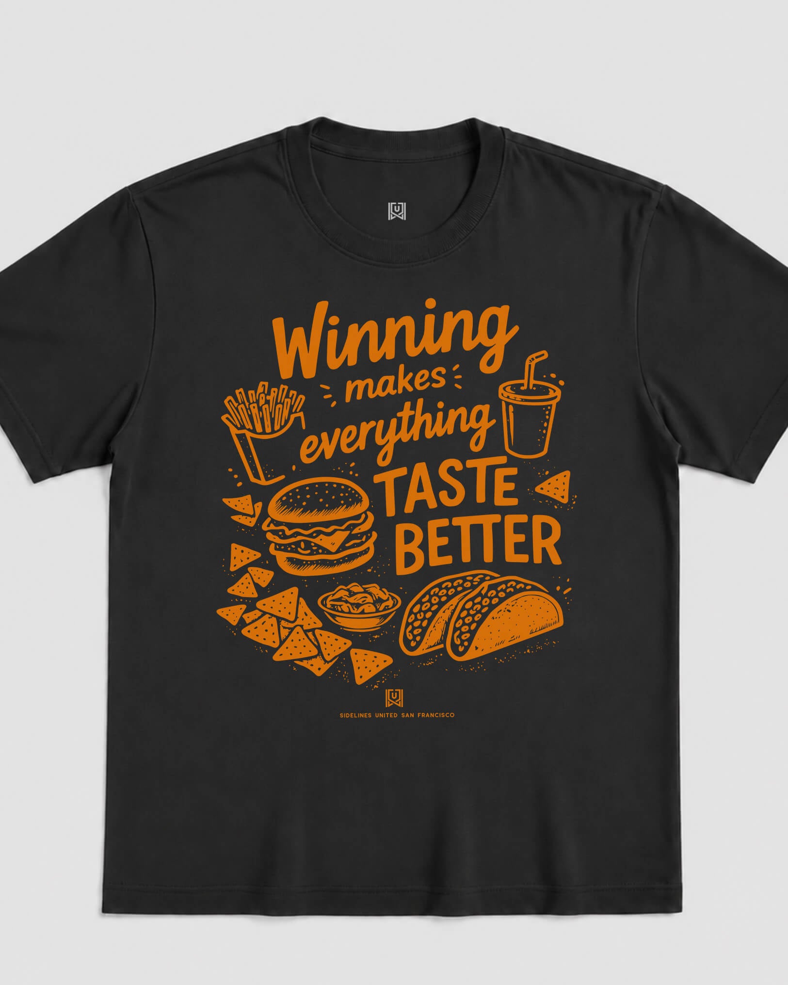 SF Winning Tastes Better Tee - Washed Black / Orange - Flatlay