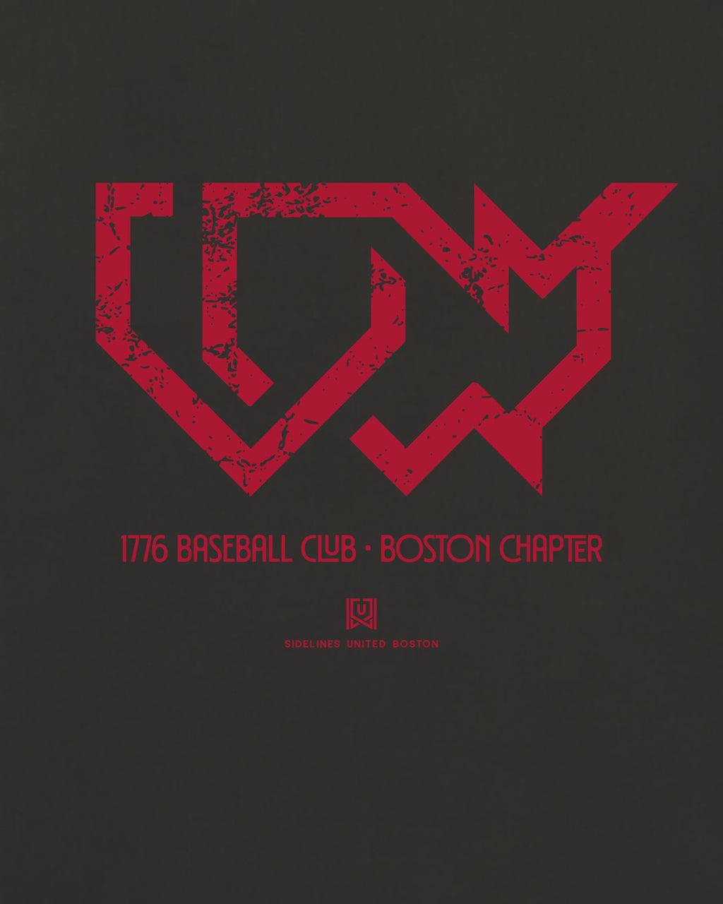BOS 1776 Baseball Club Tee - Washed Black / Red - Zoom
