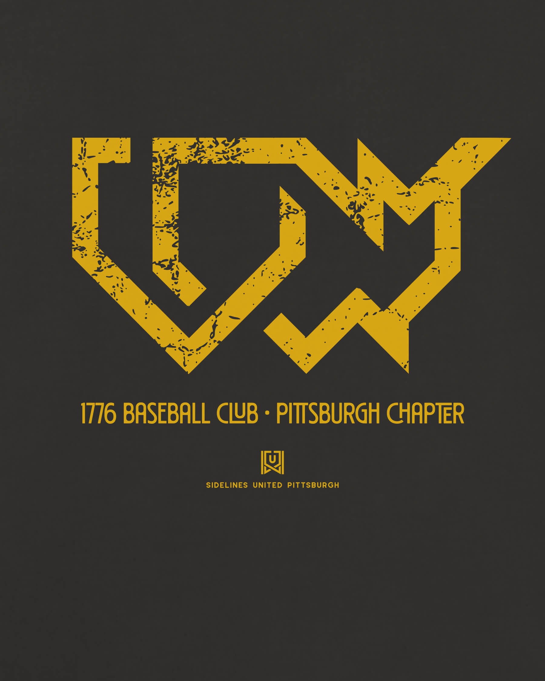 PGH 1776 Baseball Club Tee - Washed Black / Gold - Zoom
