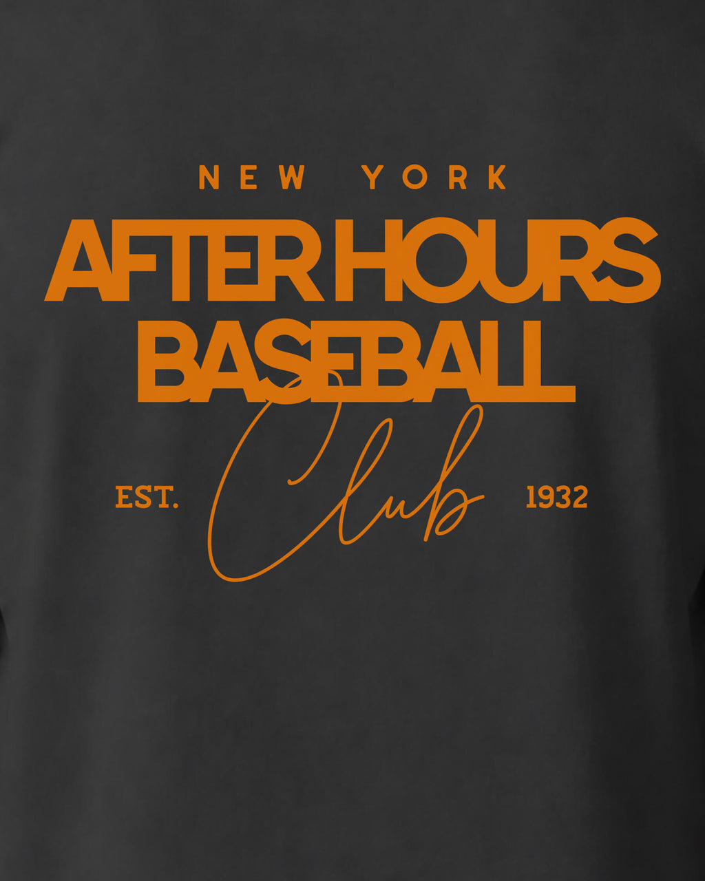 NY After Hours BSBL Tee - Washed Black / Orange - Zoom