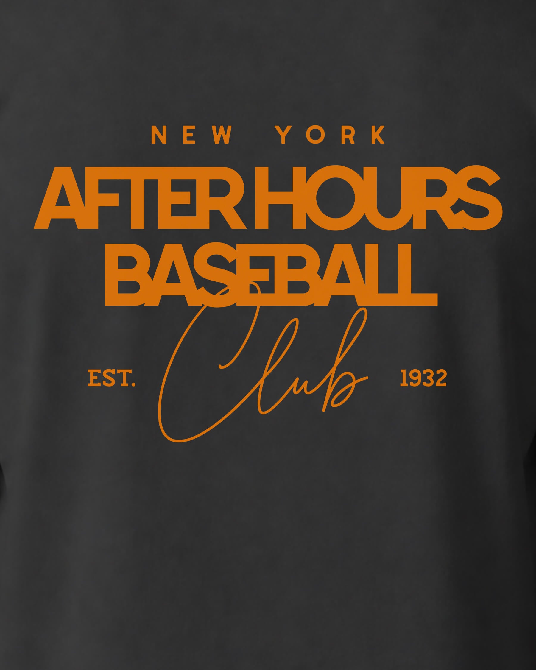 NY After Hours BSBL Tee - Washed Black / Orange - Zoom