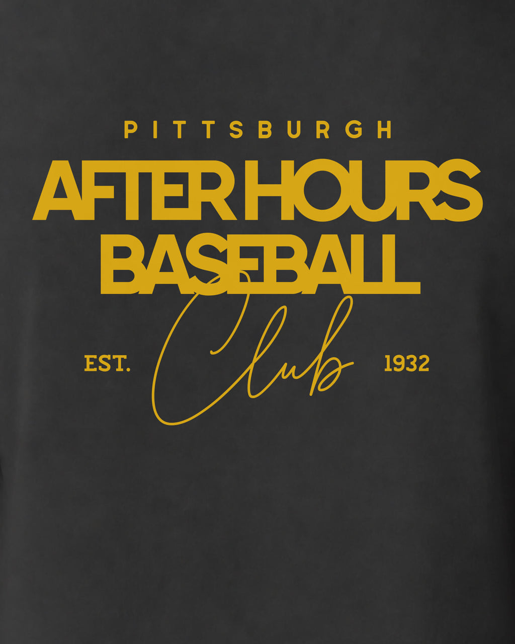 PGH After Hours BSBL Tee - Washed Black / Gold - Zoom