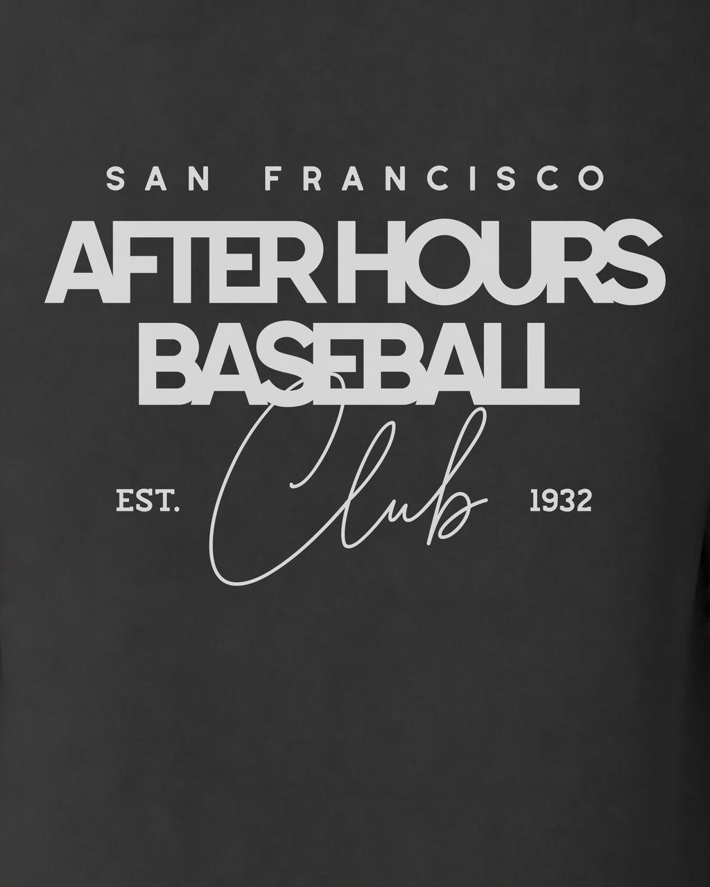SF After Hours BSBL Tee - Washed Black / White - Zoom