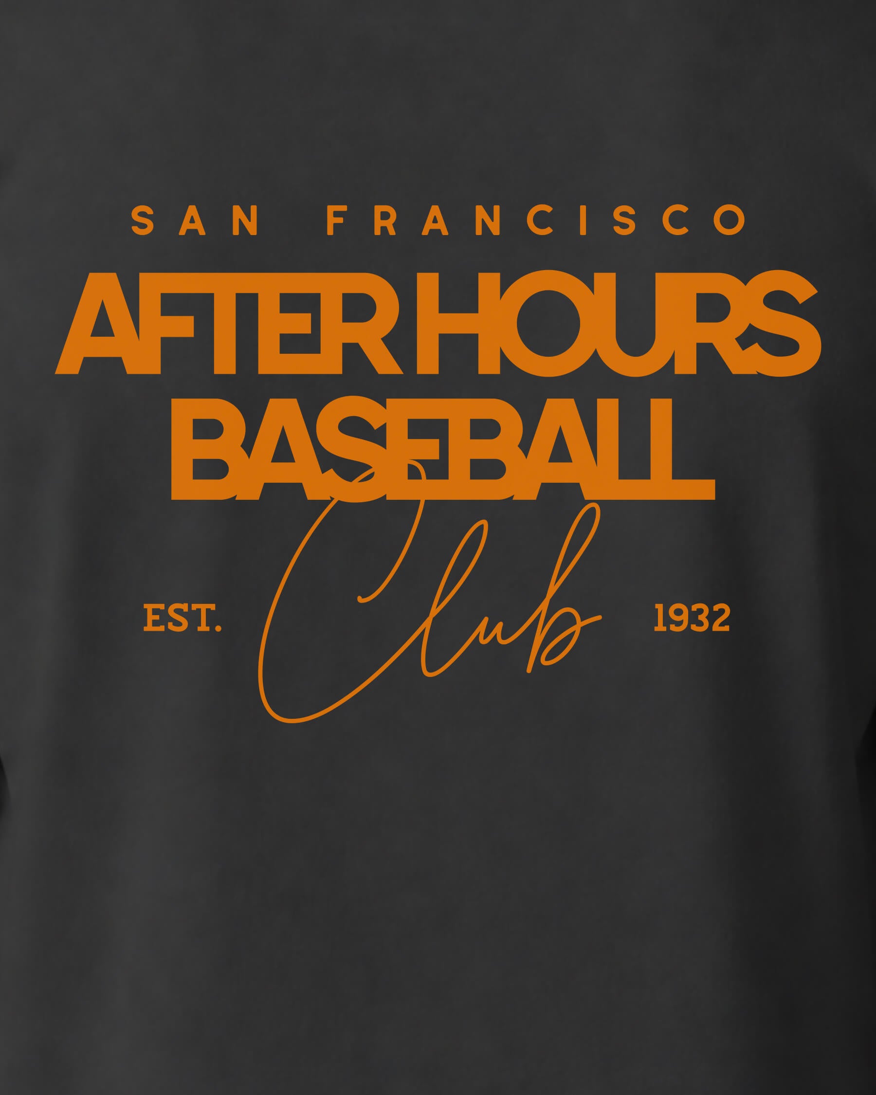 SF After Hours BSBL Tee - Washed Black / Orange - Zoom