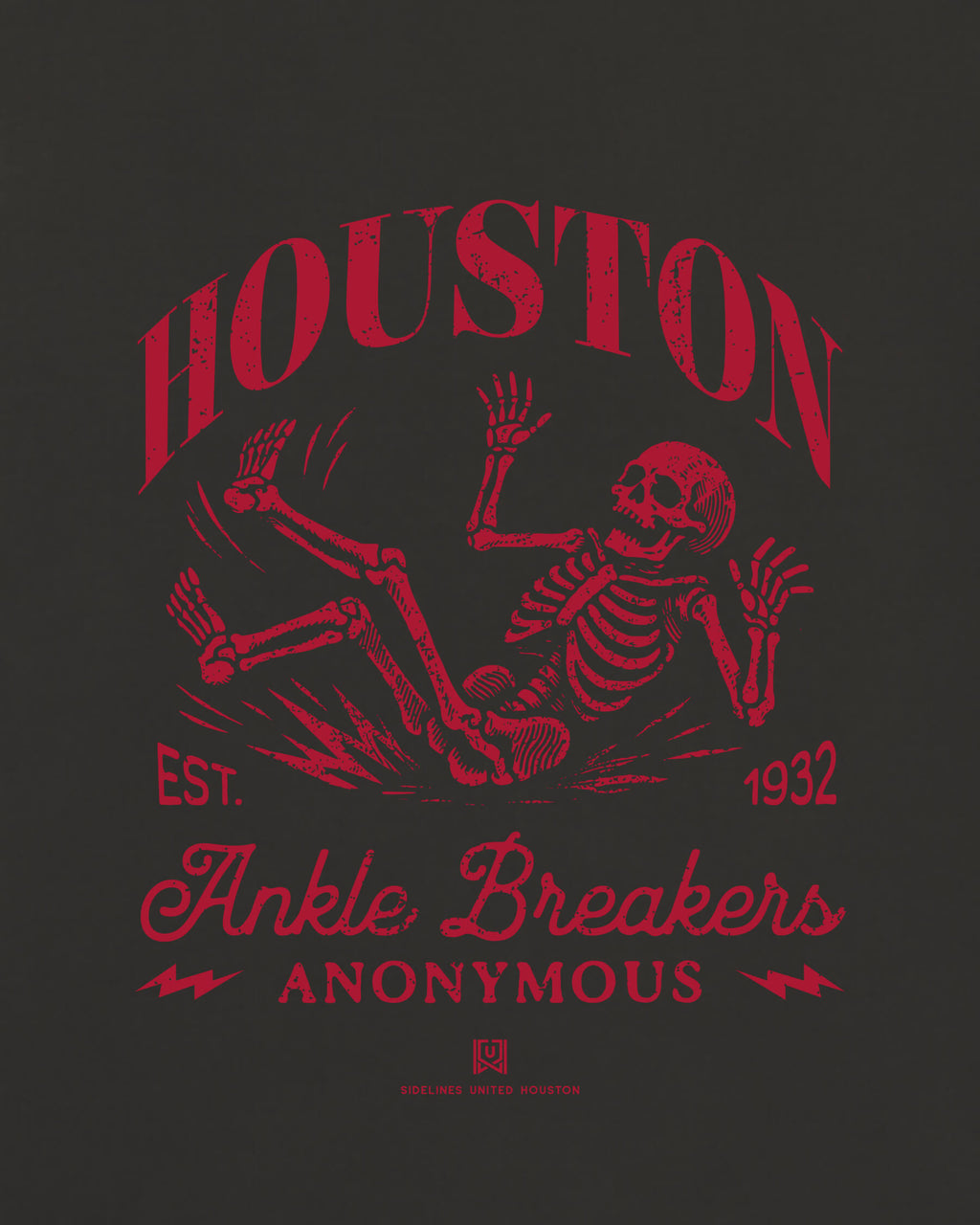 HOU Ankle Breakers Tee - Washed Black / Red - Zoom
