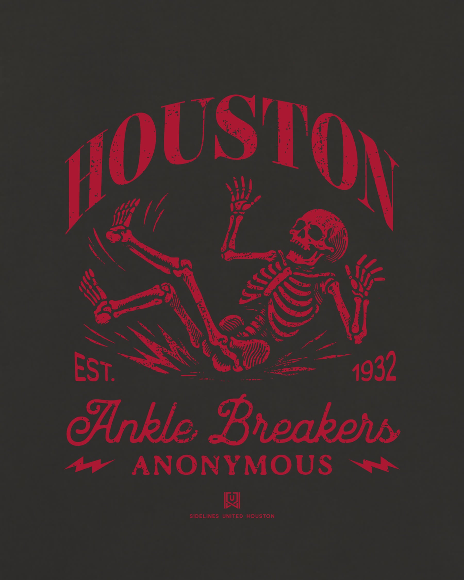 HOU Ankle Breakers Tee - Washed Black / Red - Zoom