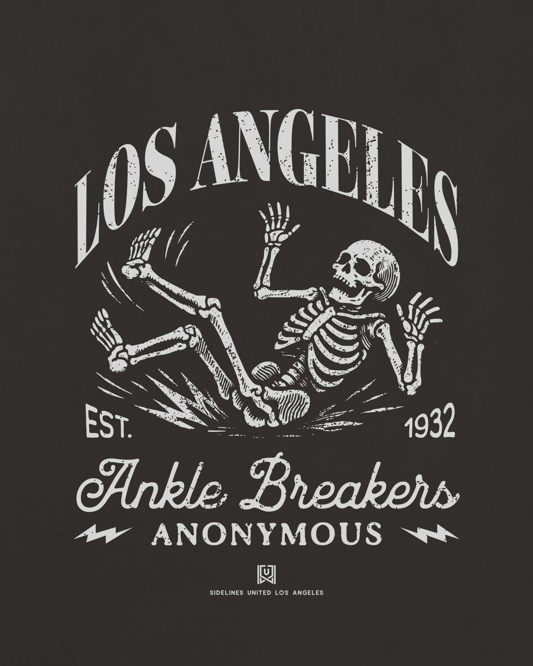 LA Ankle Breakers Tee - Washed Black / White - Zoom