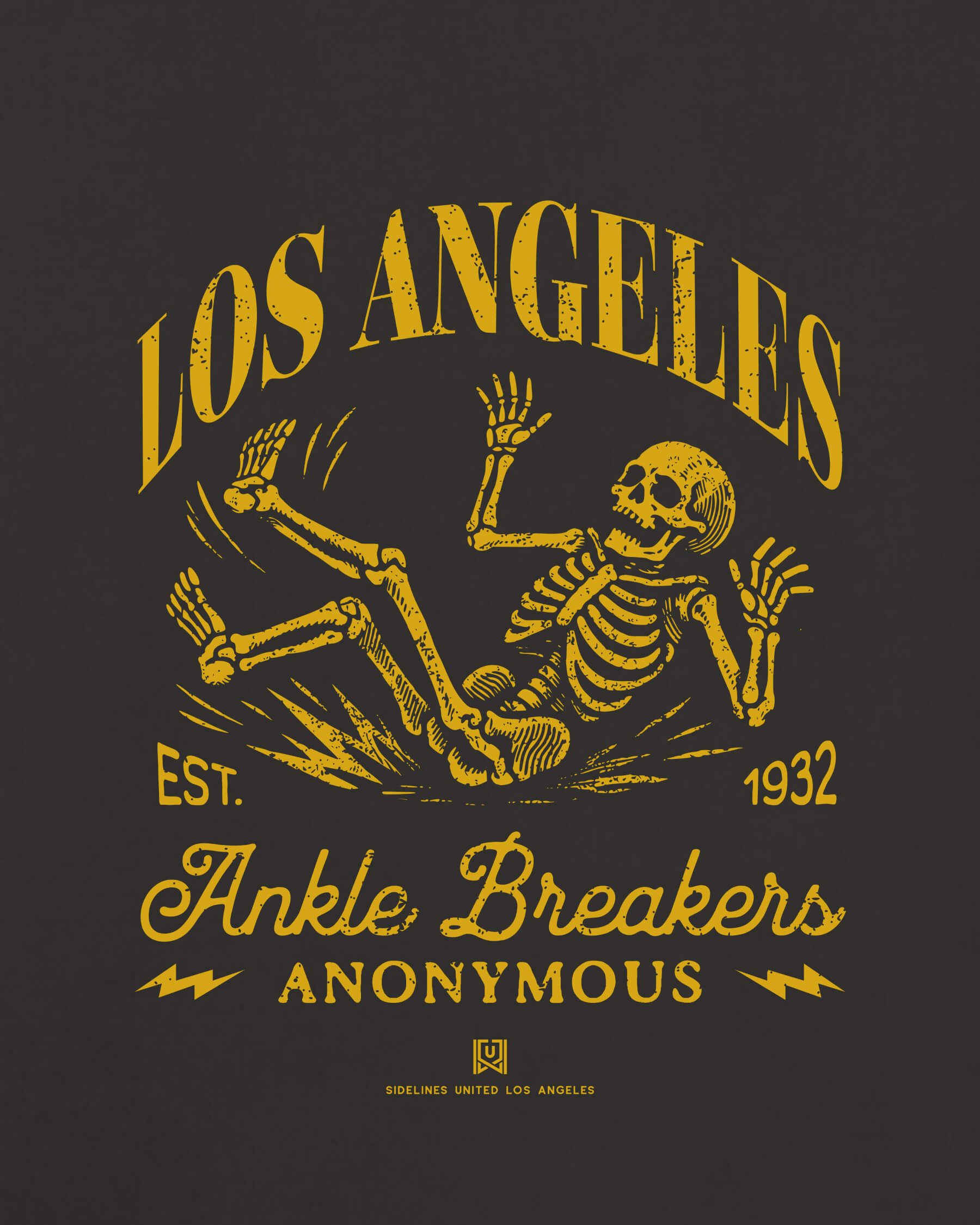 LA Ankle Breakers Tee - Washed Black / Gold - Zoom