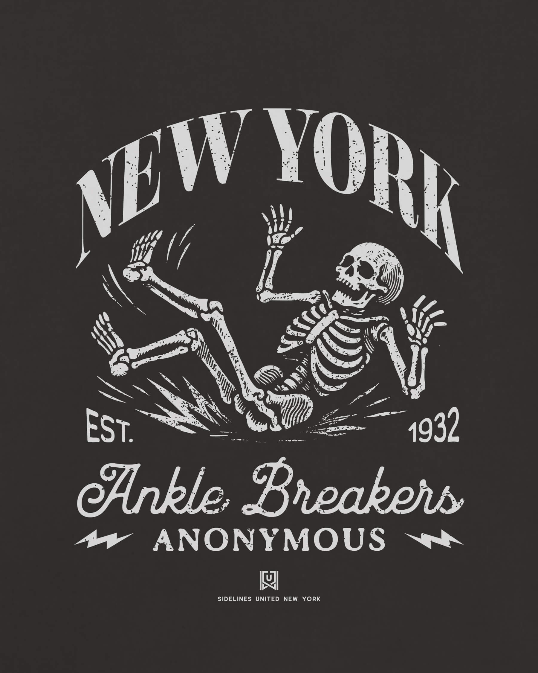 NY Ankle Breakers Tee - Washed Black / White - Zoom