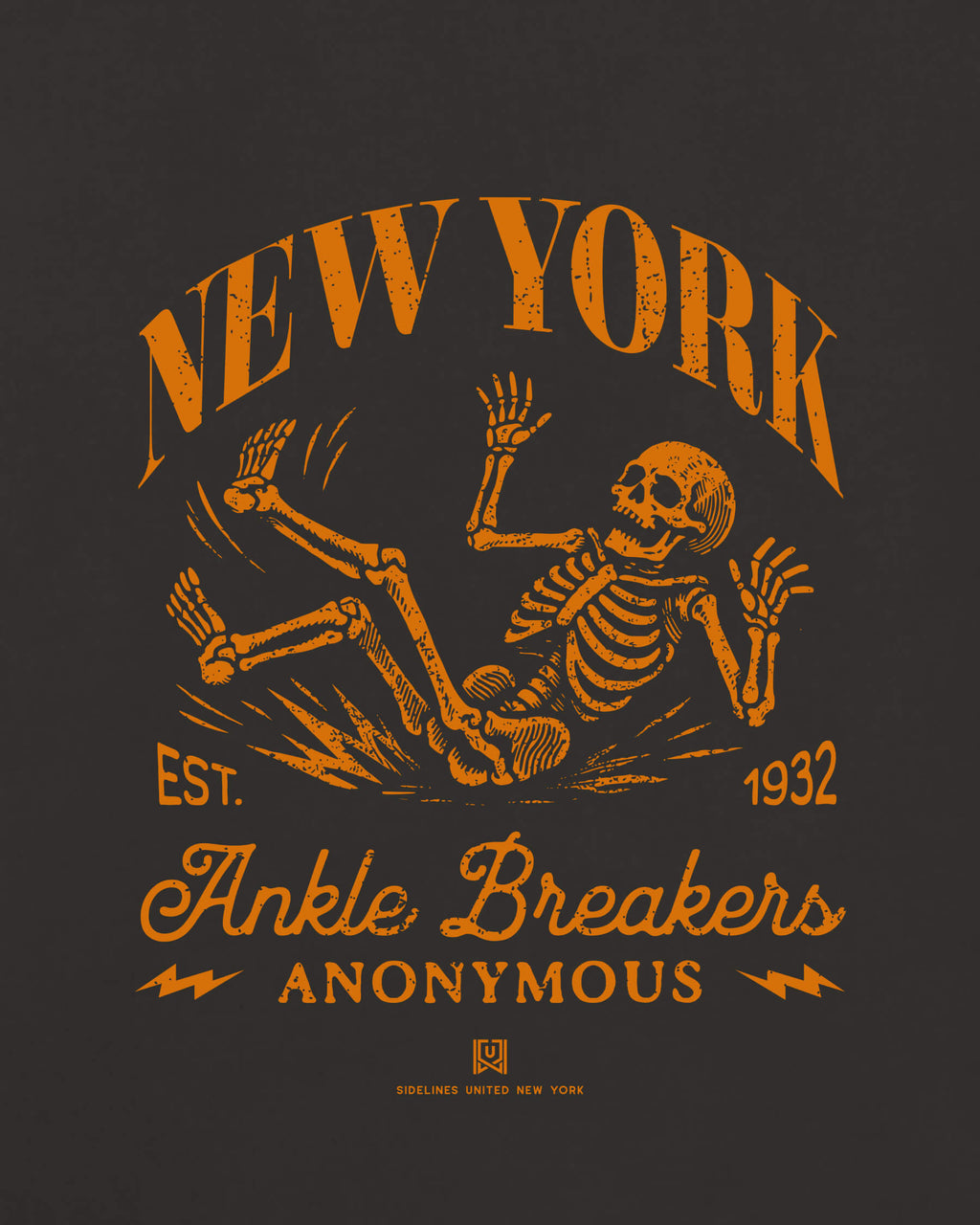 NY Ankle Breakers Tee - Washed Black / Orange - Zoom