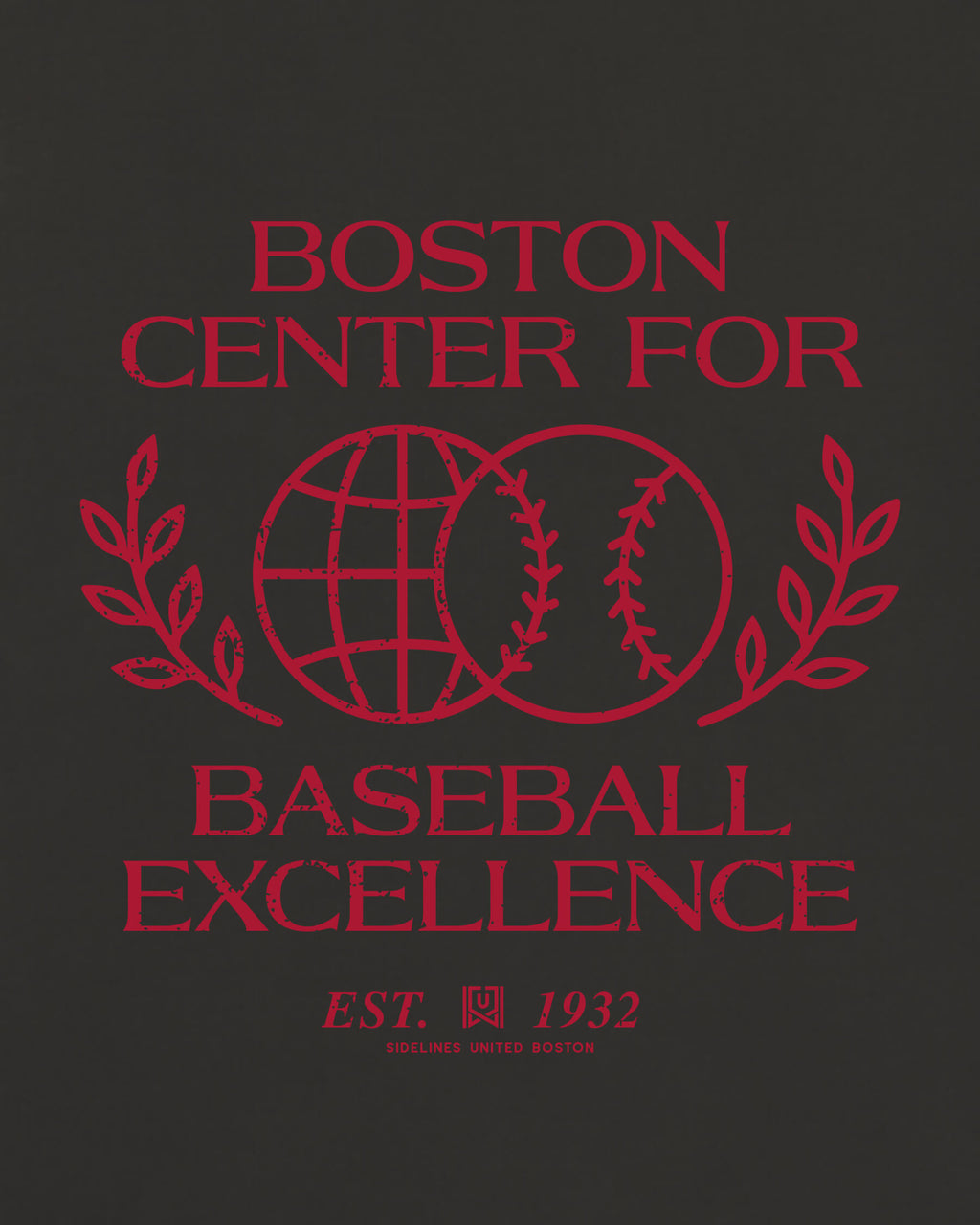 BOS Baseball Excellence Tee - Washed Black / Red - Zoom