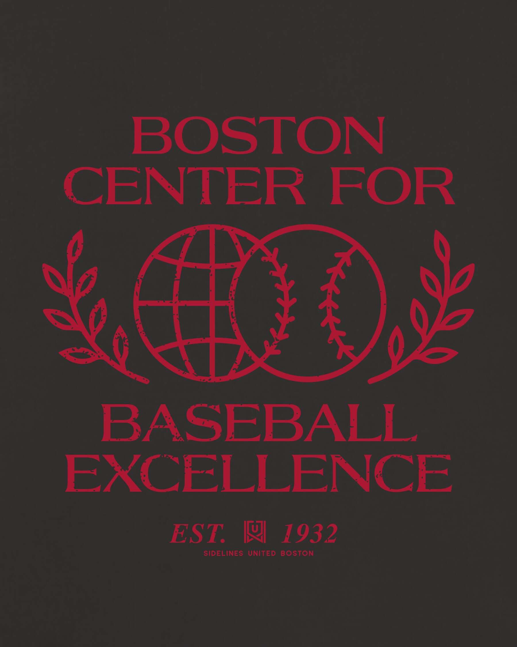 BOS Baseball Excellence Tee - Washed Black / Red - Zoom