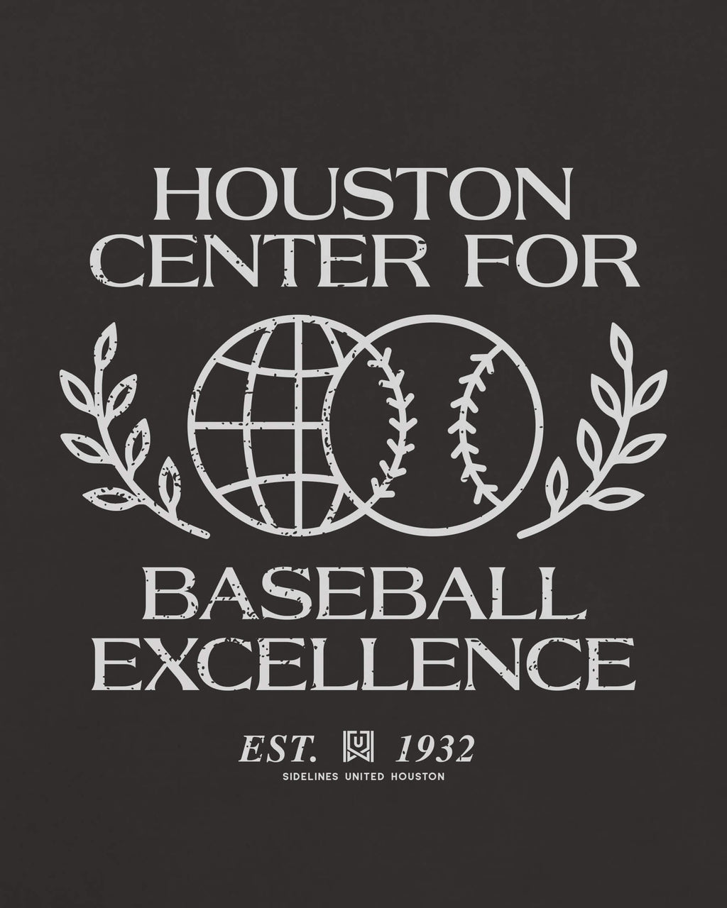 HOU Baseball Excellence Tee - Washed Black / White - Zoom