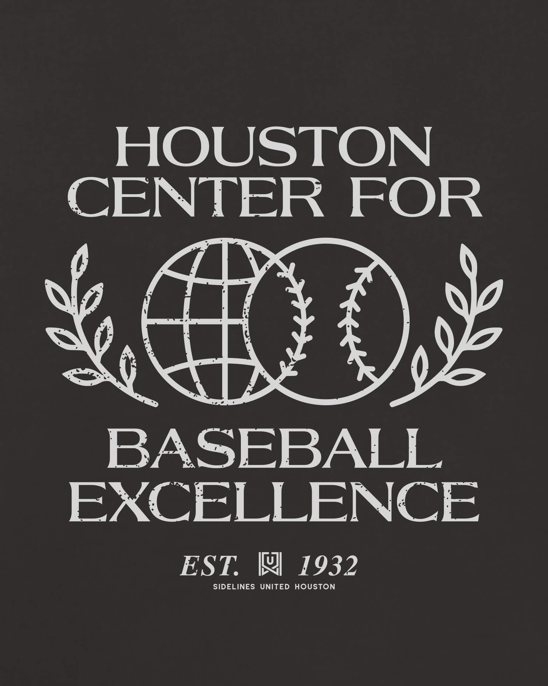 HOU Baseball Excellence Tee - Washed Black / White - Zoom