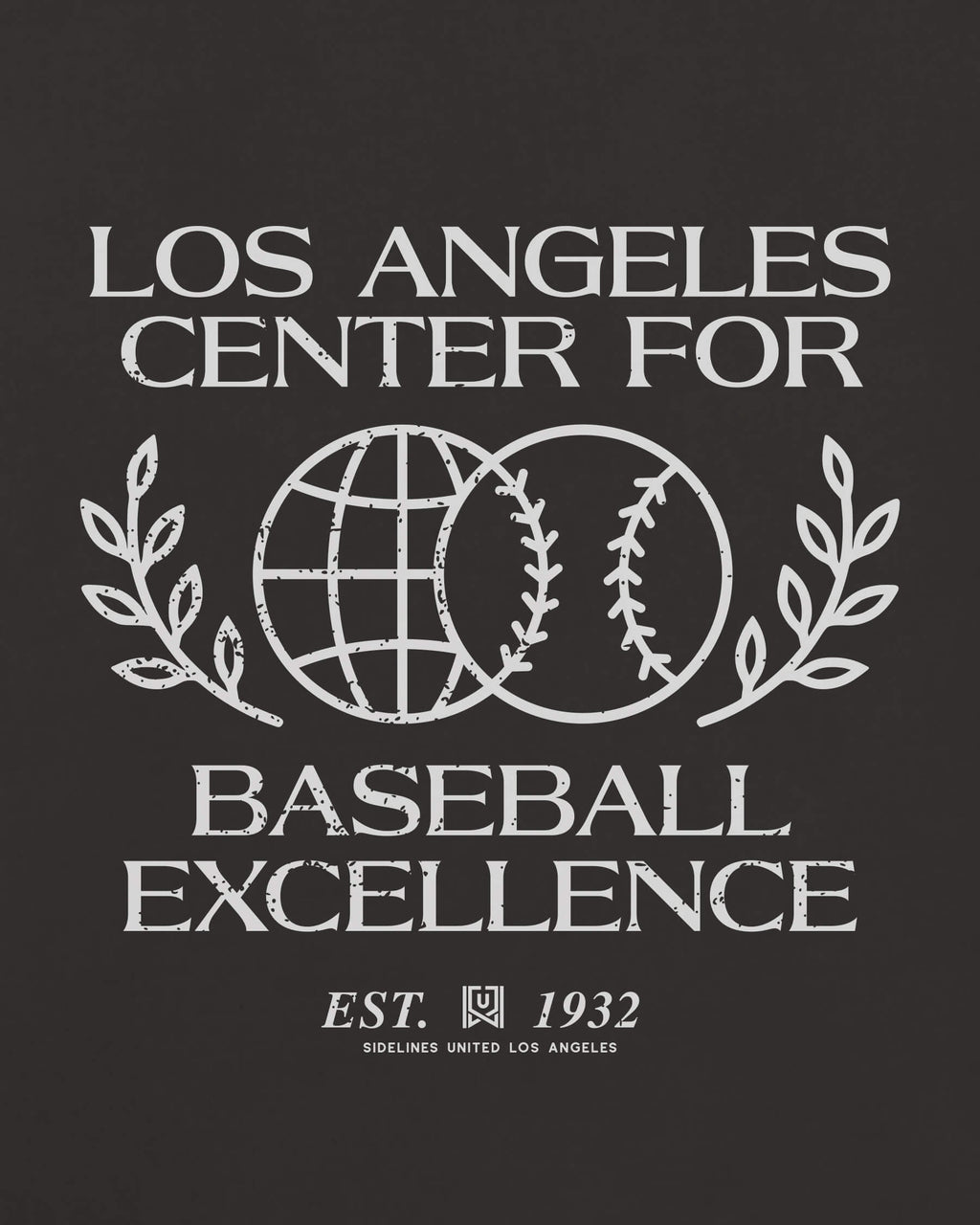 LA Baseball Excellence Tee - Washed Black / White - Zoom
