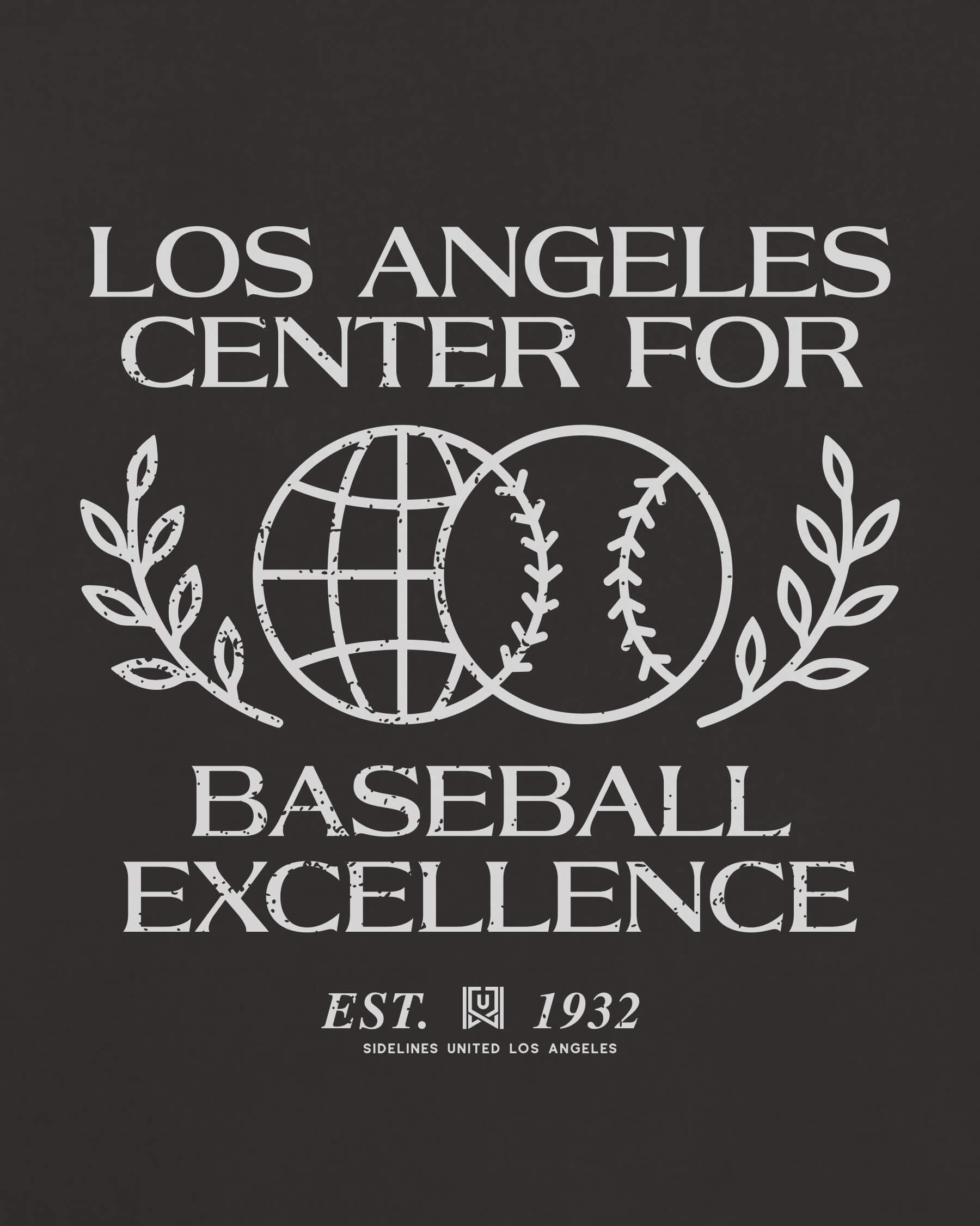 LA Baseball Excellence Tee - Washed Black / White - Zoom