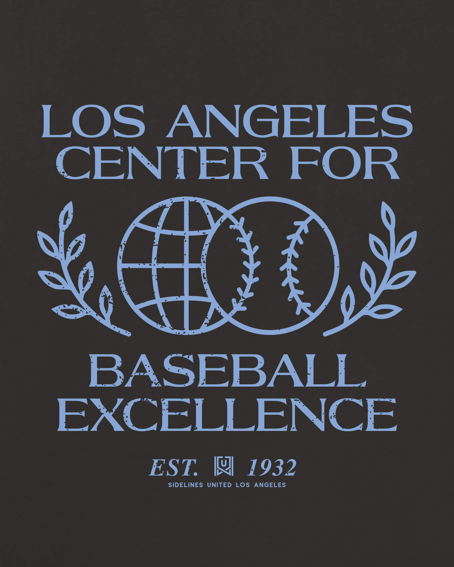 LA Baseball Excellence Tee - Washed Black / Blue - Zoom