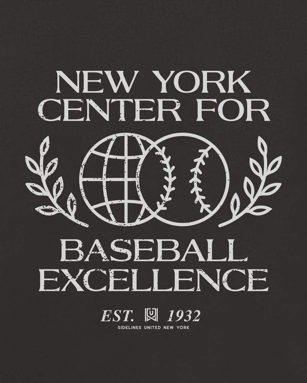 NY Baseball Excellence Tee - Washed Black / White - Zoom