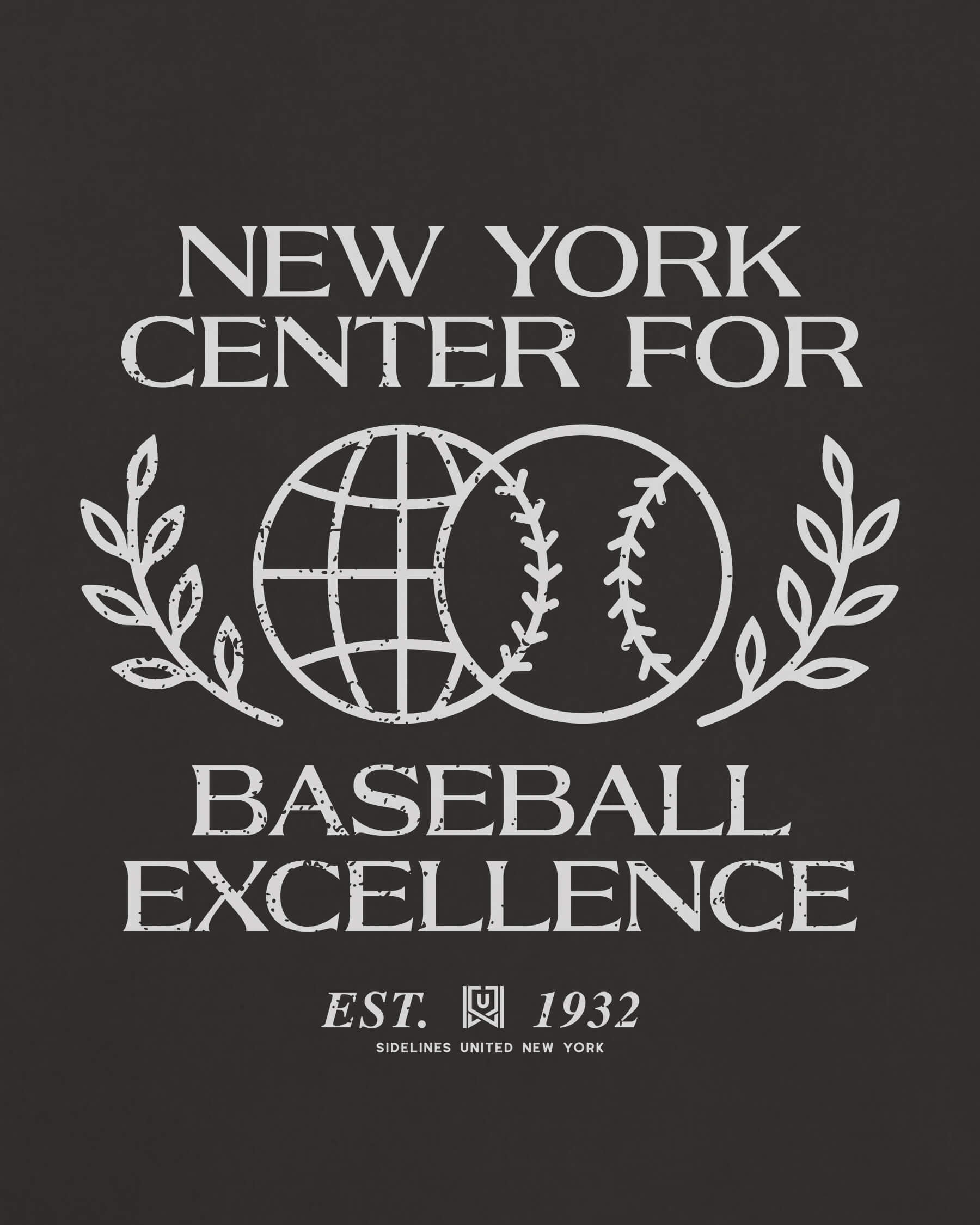 NY Baseball Excellence Tee - Washed Black / White - Zoom