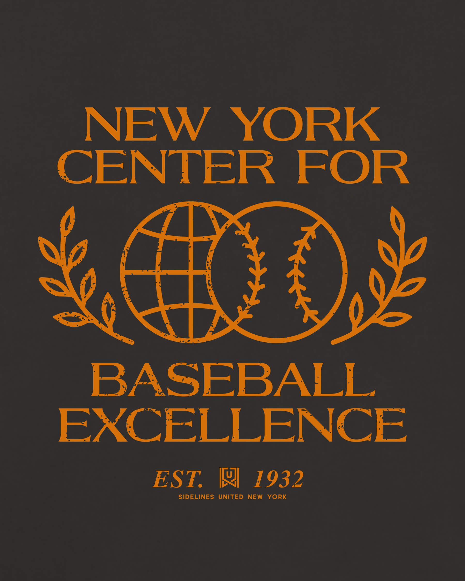 NY Baseball Excellence Tee - Washed Black / Orange - Zoom