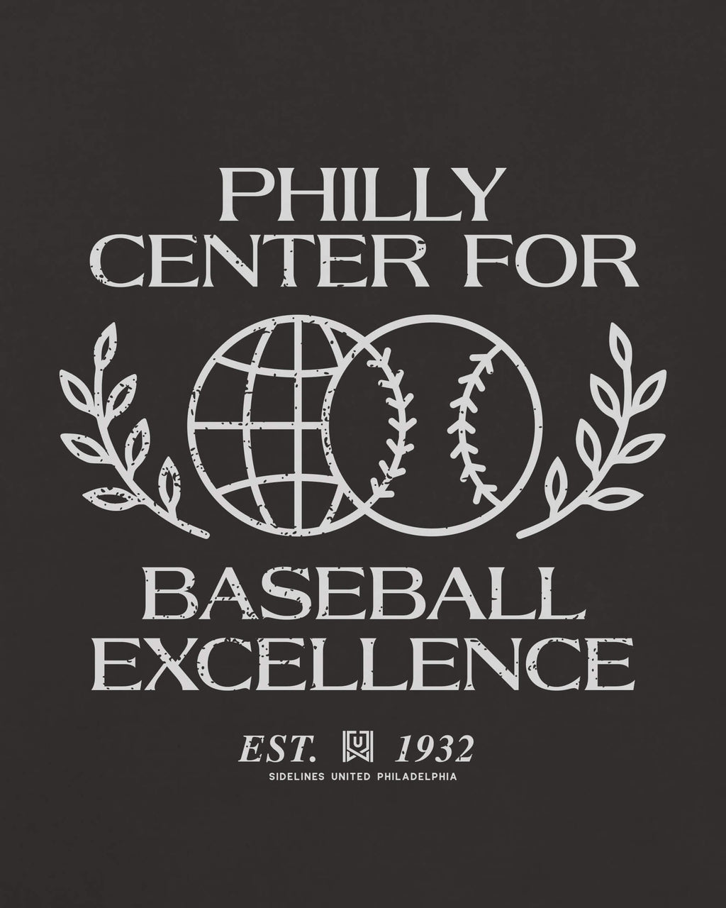 Philly Baseball Excellence Tee - Washed Black / White - Zoom