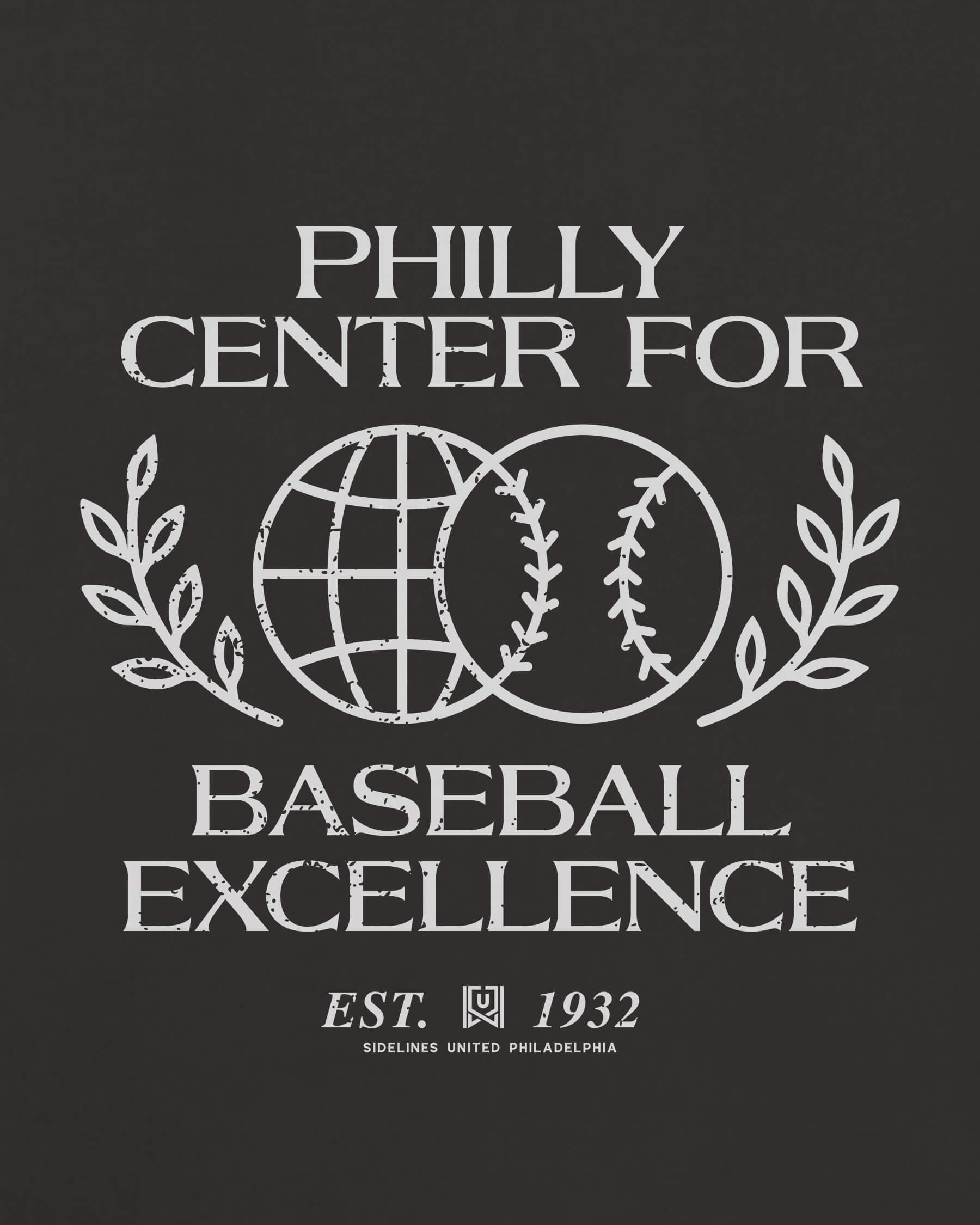 Philly Baseball Excellence Tee - Washed Black / White - Zoom