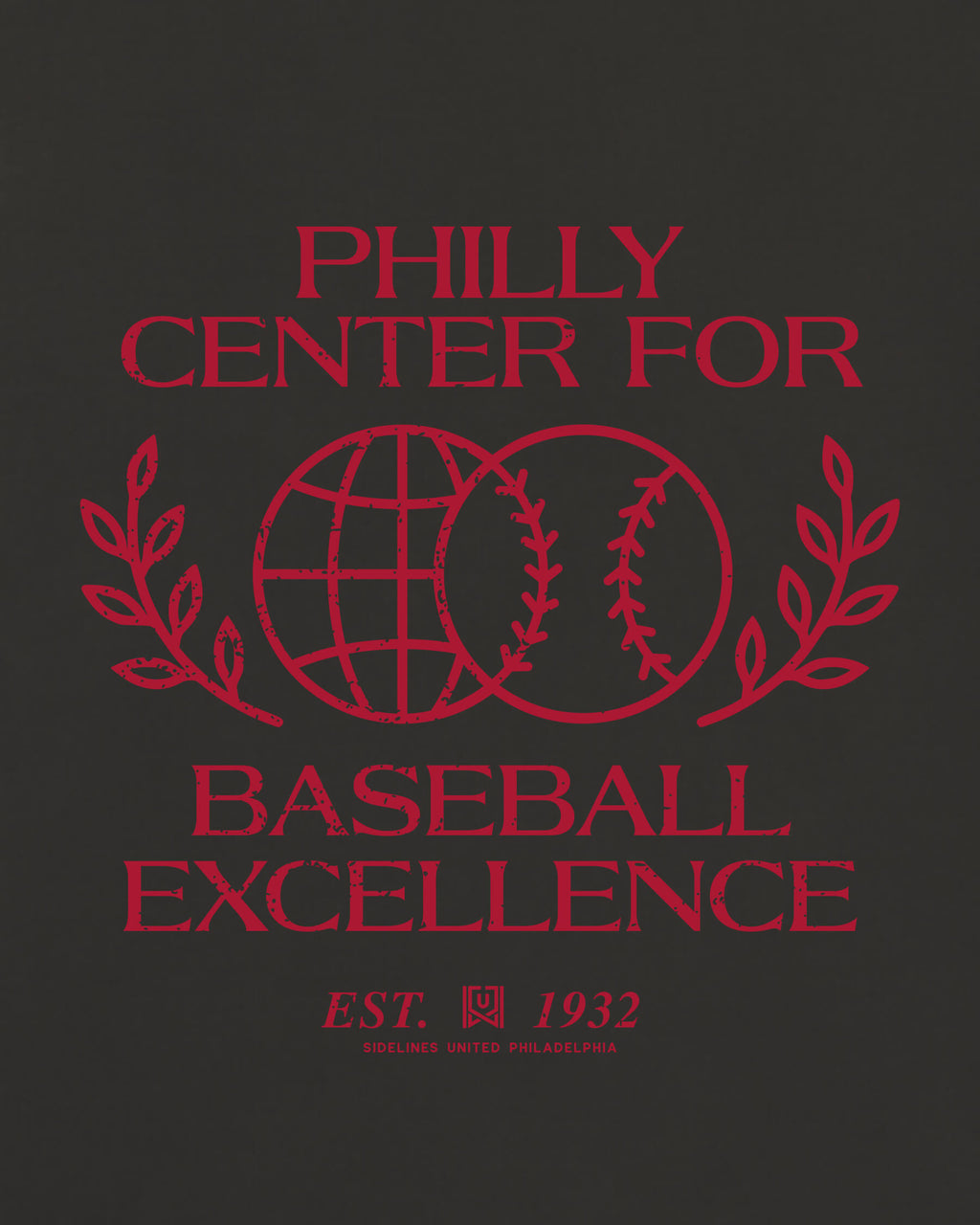 Philly Baseball Excellence Tee - Washed Black / Red - Zoom