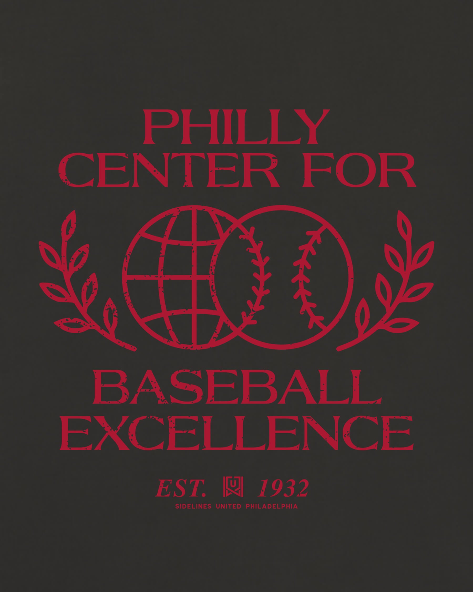 Philly Baseball Excellence Tee - Washed Black / Red - Zoom