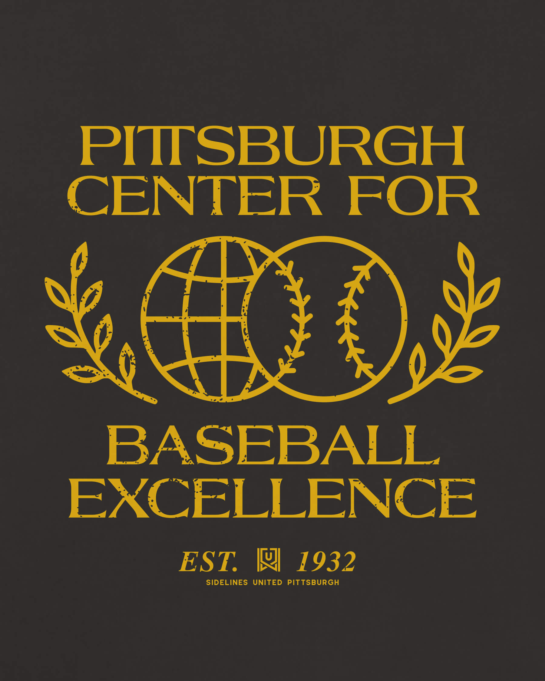 PGH Baseball Excellence Tee - Washed Black / Gold - Zoom