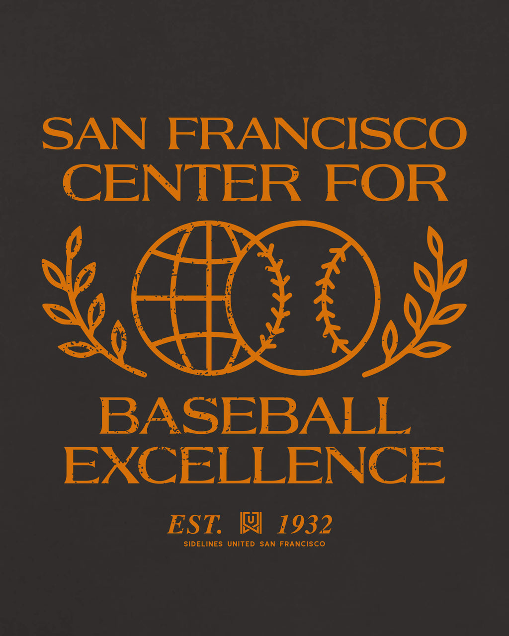 SF Baseball Excellence Tee - Washed Black / Orange - Zoom