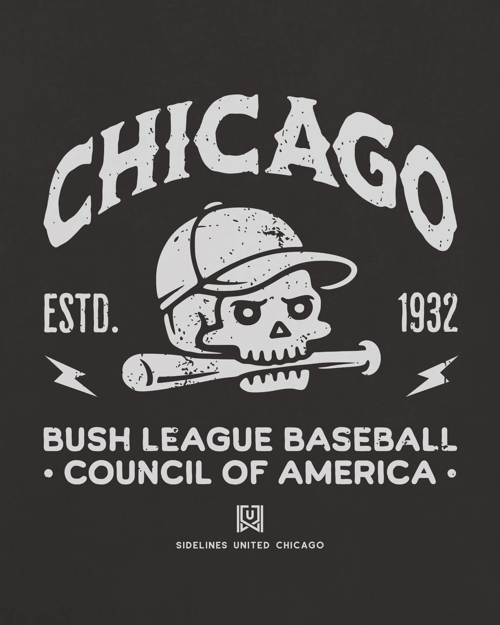 CHI Bush League BSBL Tee - Washed Black / White - Zoom