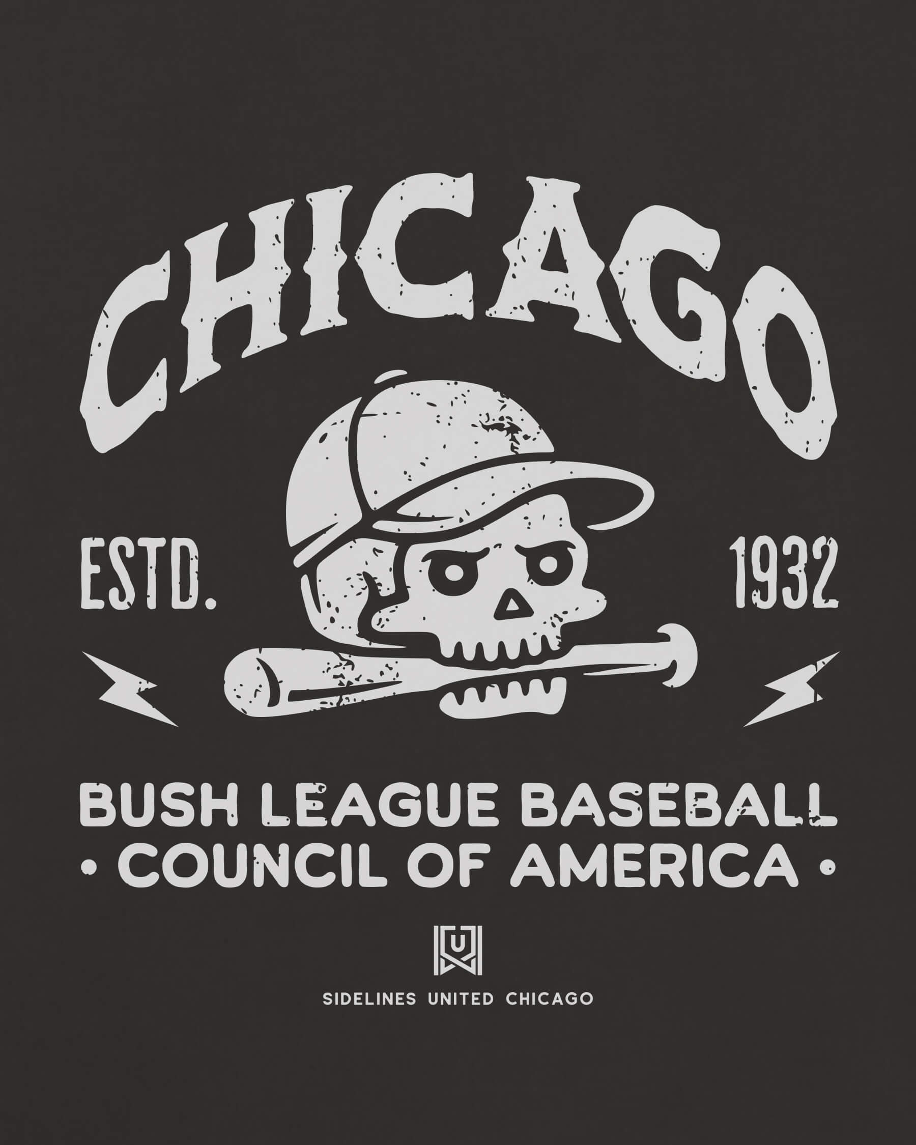 CHI Bush League BSBL Tee - Washed Black / White - Zoom