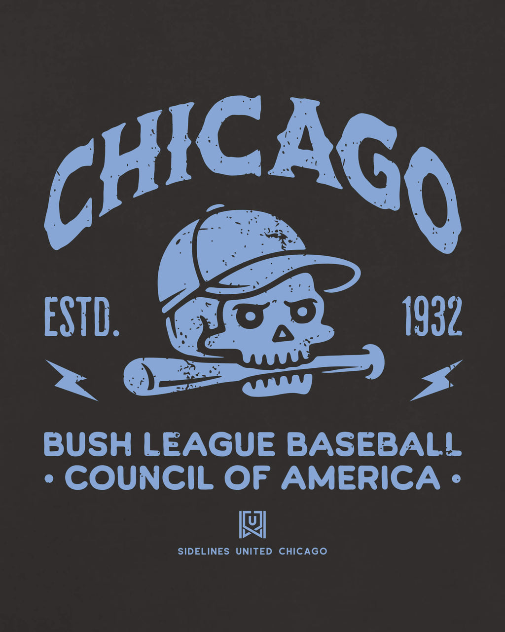 CHI Bush League BSBL Tee - Washed Black / Blue - Zoom