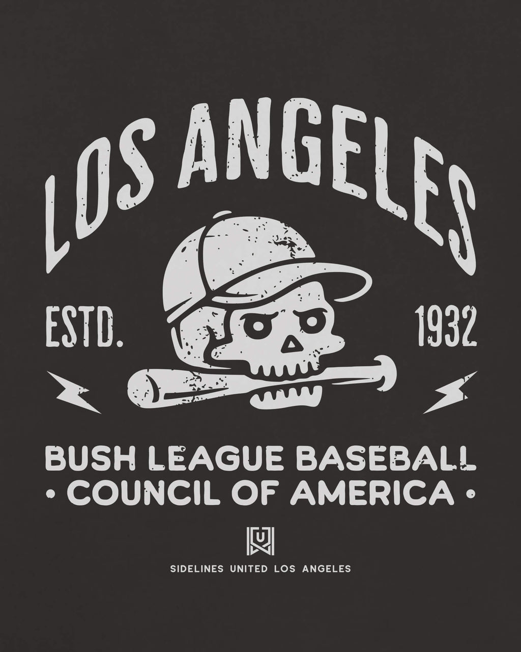 LA Bush League BSBL Tee - Washed Black / White - Zoom