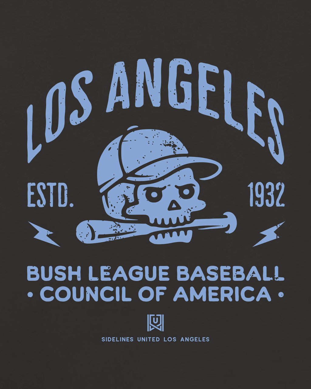 LA Bush League BSBL Tee - Washed Black / Blue - Zoom