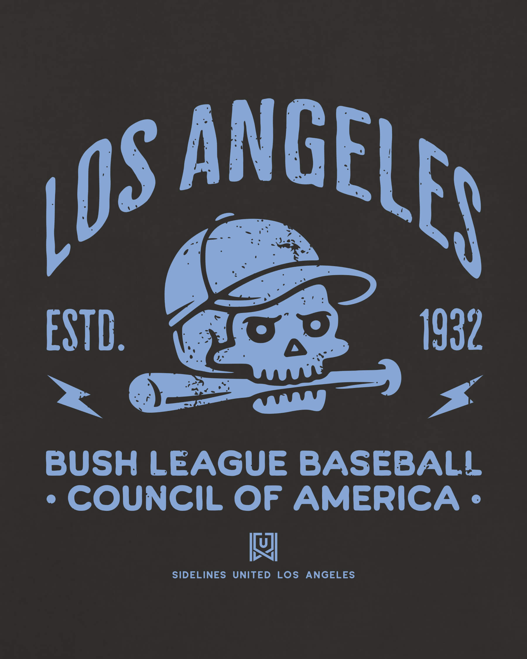LA Bush League BSBL Tee - Washed Black / Blue - Zoom