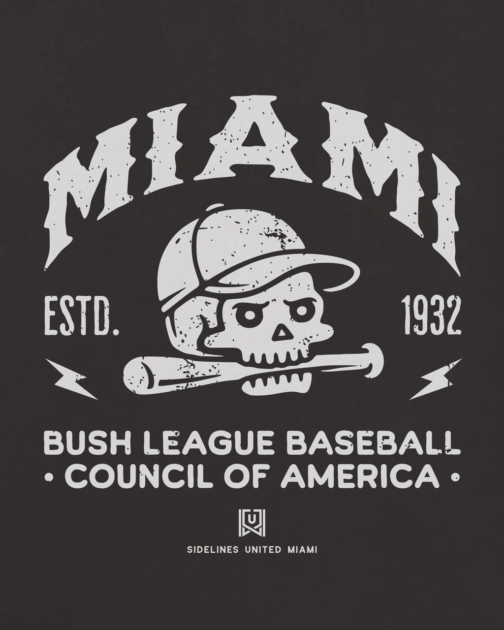 MIA Bush League BSBL Tee - Washed Black / White - Zoom