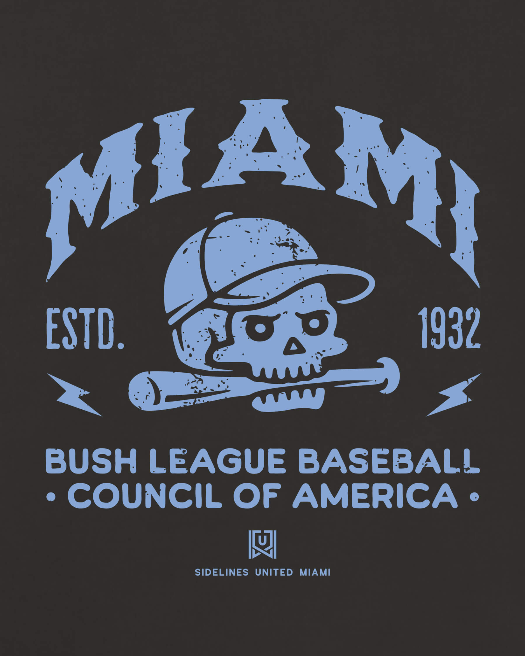 MIA Bush League BSBL Tee - Washed Black / Blue - Zoom