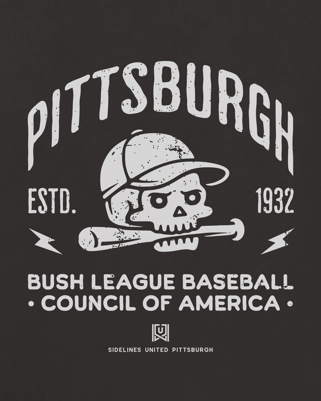 PGH Bush League BSBL Tee - Washed Black / White - Zoom
