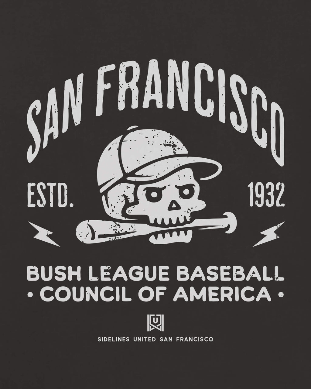 SF Bush League BSBL Tee - Washed Black / White - Zoom