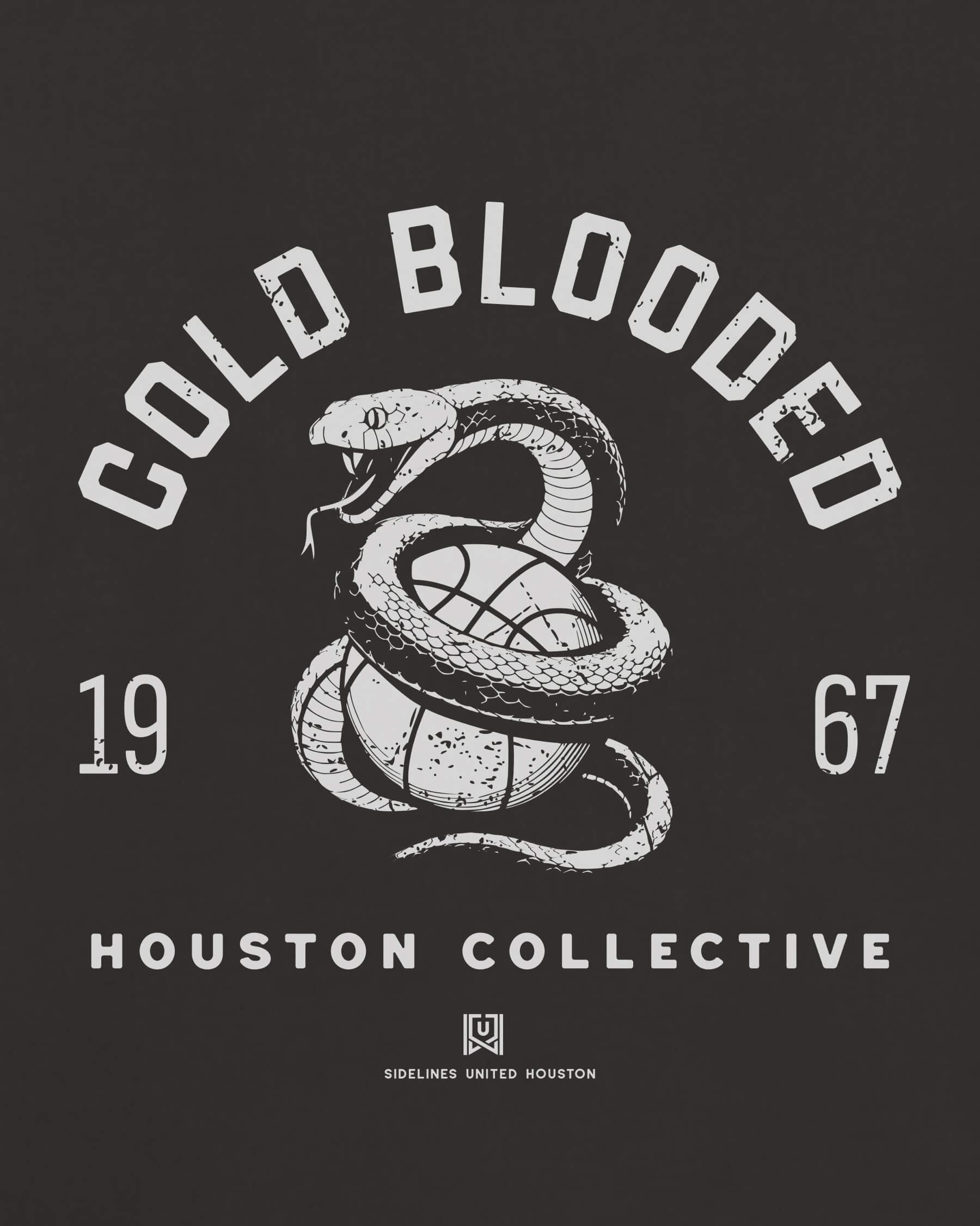 HOU Cold Blooded Tee - Washed Black / White - Zoom