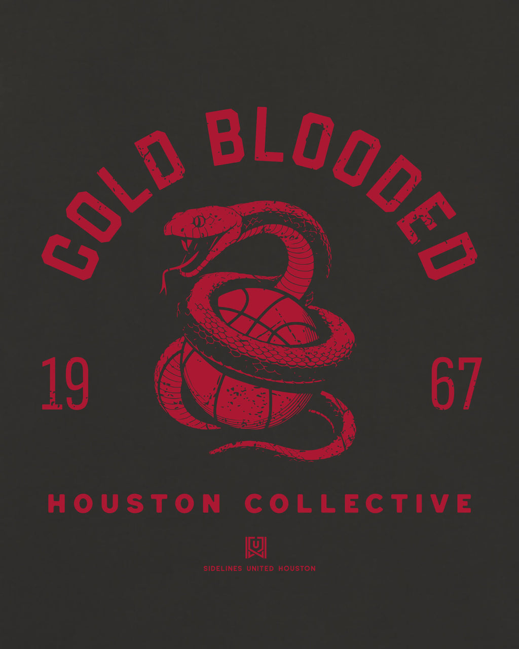 HOU Cold Blooded Tee - Washed Black / Red - Zoom