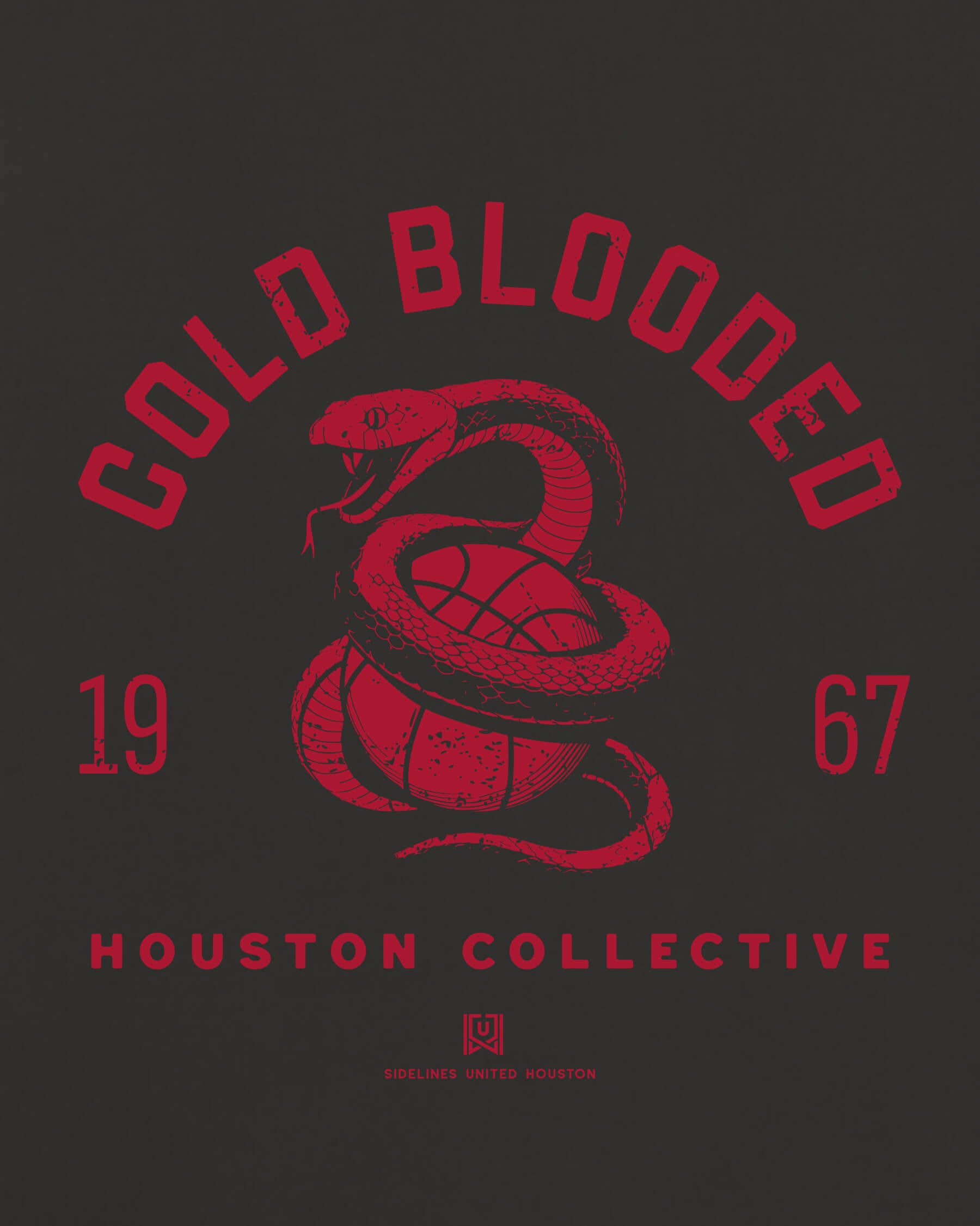 HOU Cold Blooded Tee - Washed Black / Red - Zoom