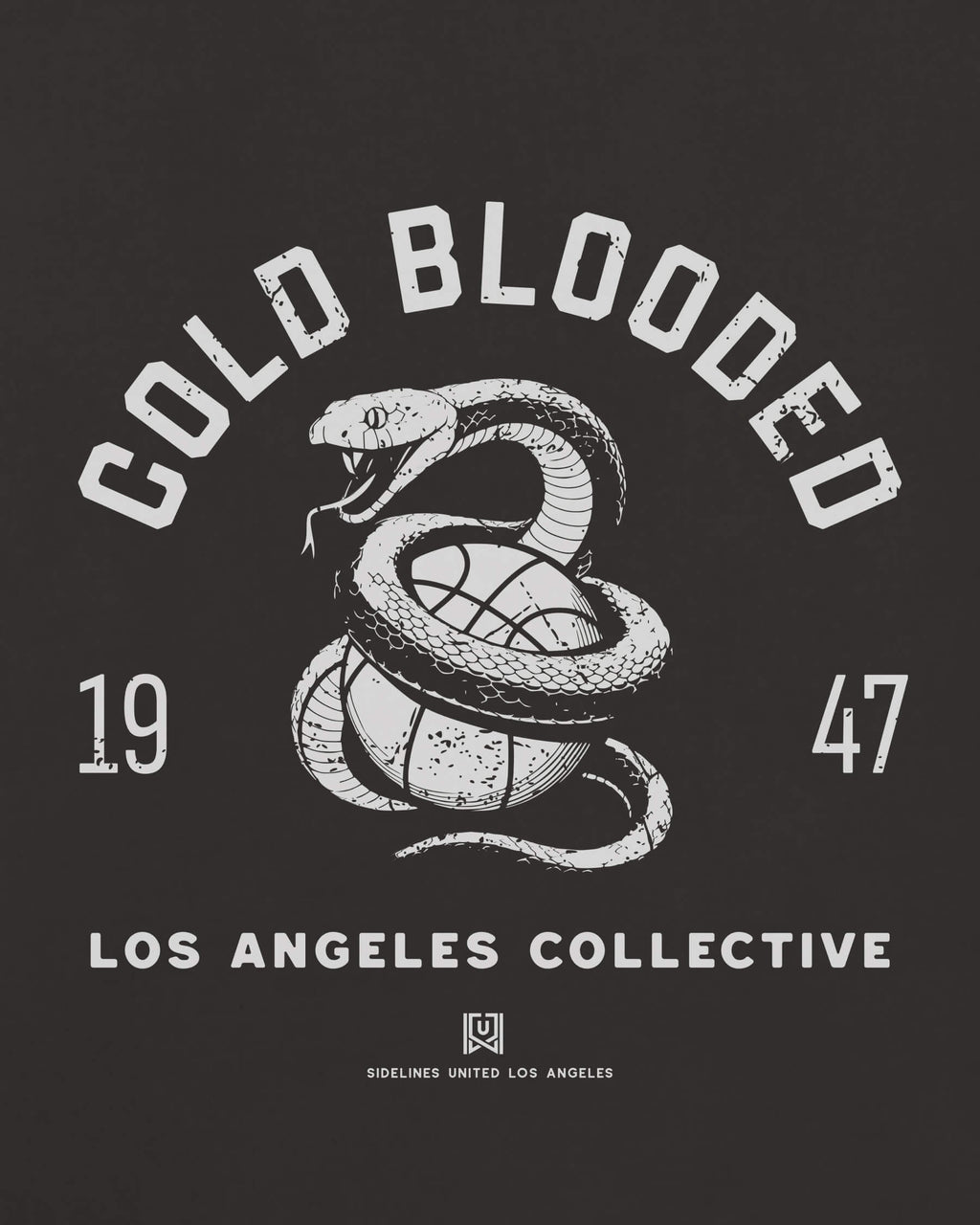LA Cold Blooded Tee - Washed Black / White - Zoom