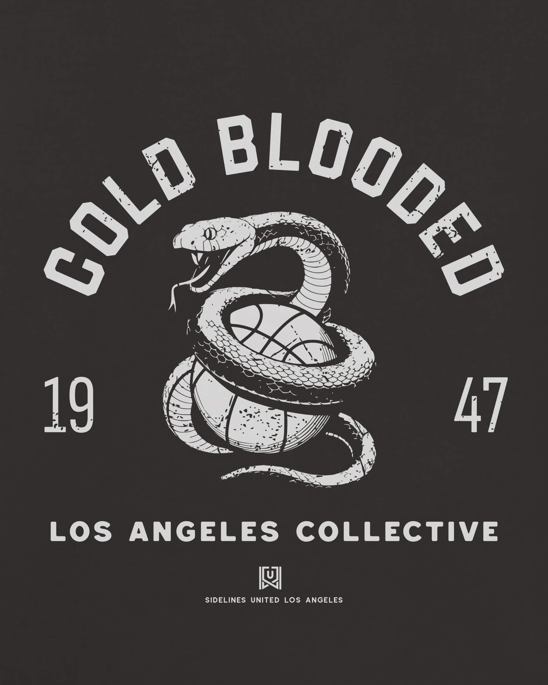 LA Cold Blooded Tee - Washed Black / White - Zoom
