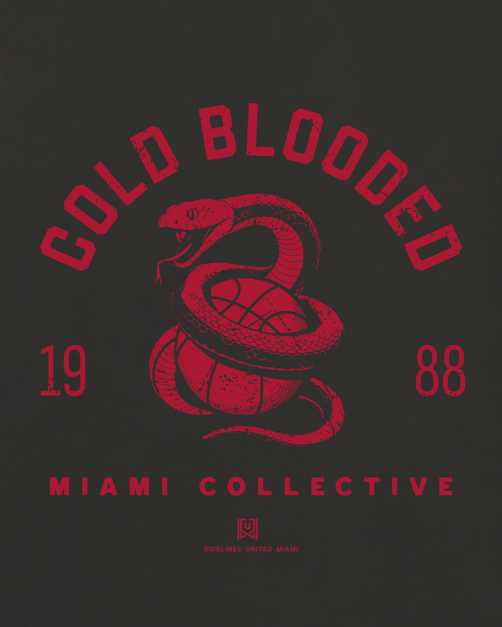 MIA Cold Blooded Tee - Washed Black / Red - Zoom