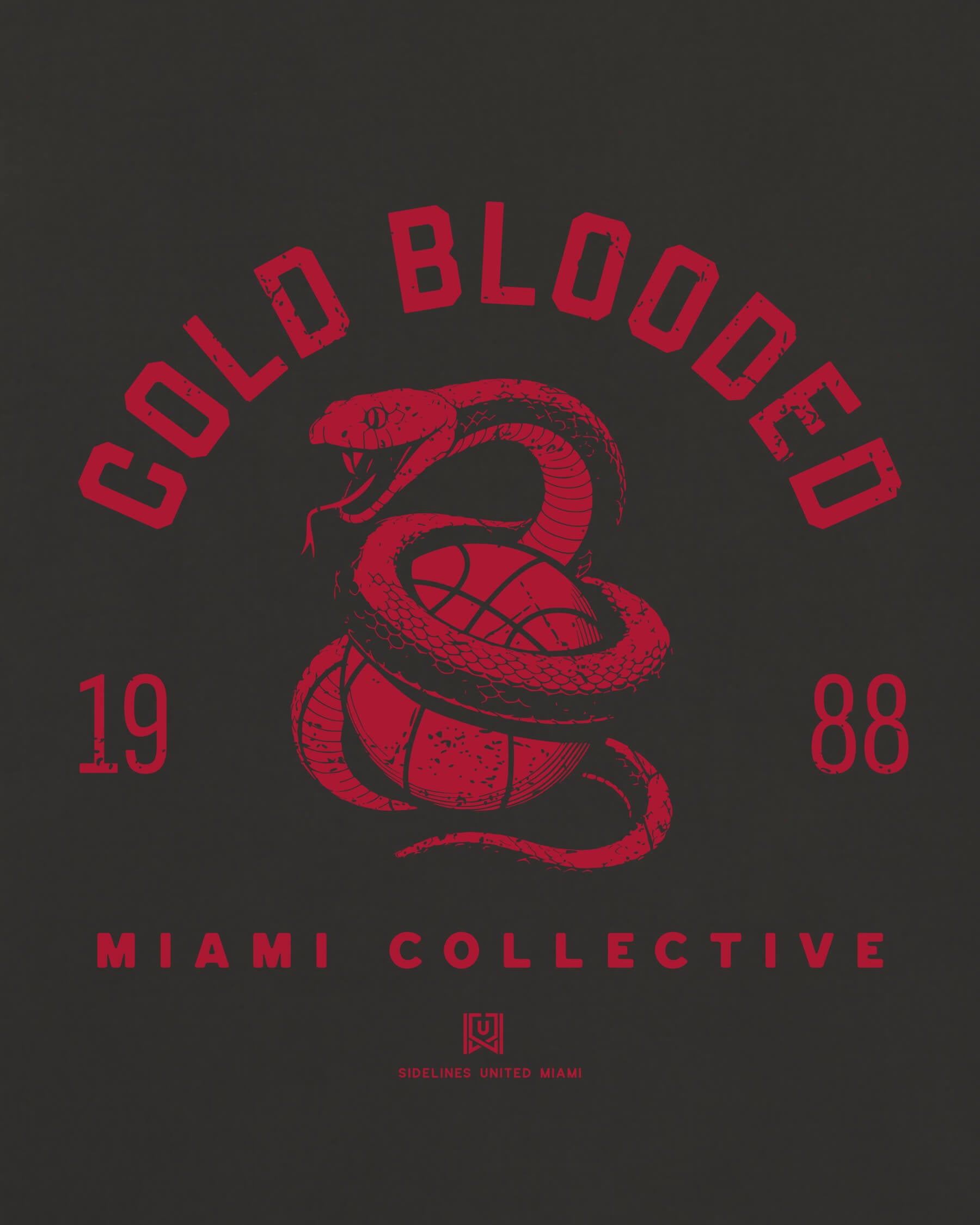 MIA Cold Blooded Tee - Washed Black / Red - Zoom