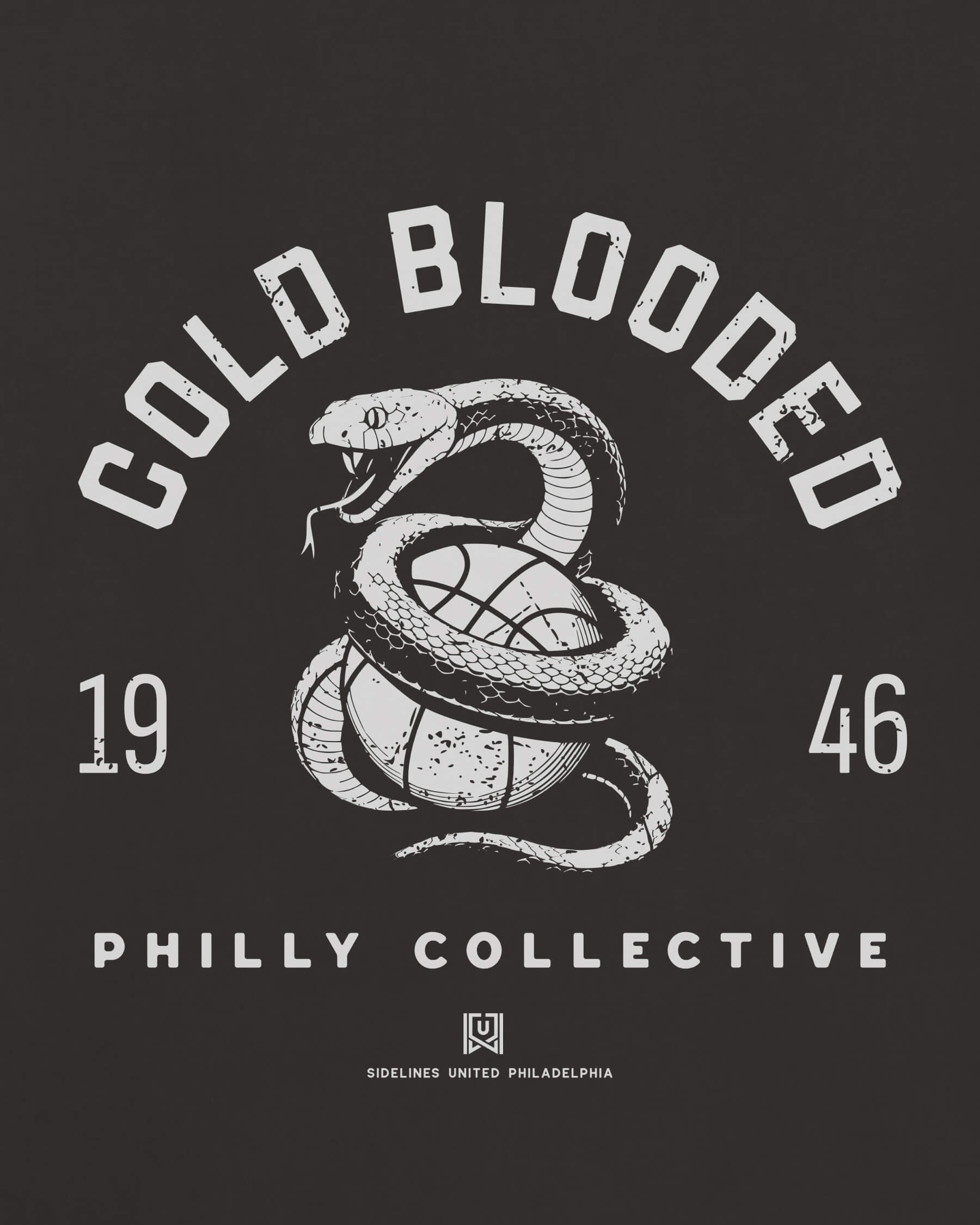 Philly Cold Blooded Tee - Washed Black / White - Zoom