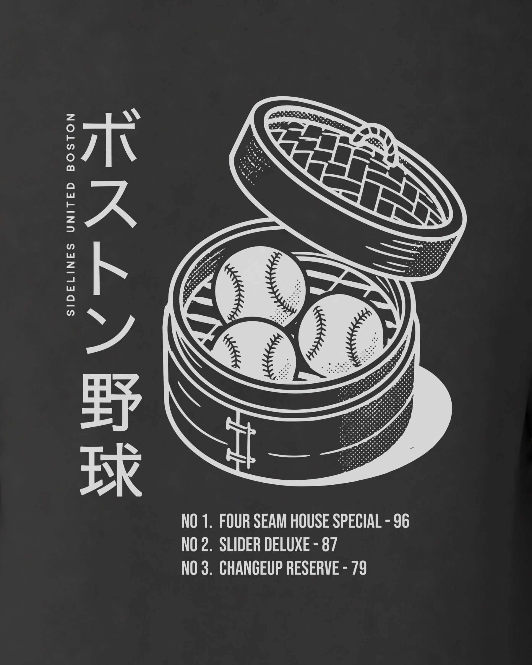 BOS Dim Sum Tee - Washed Black / White - Zoom