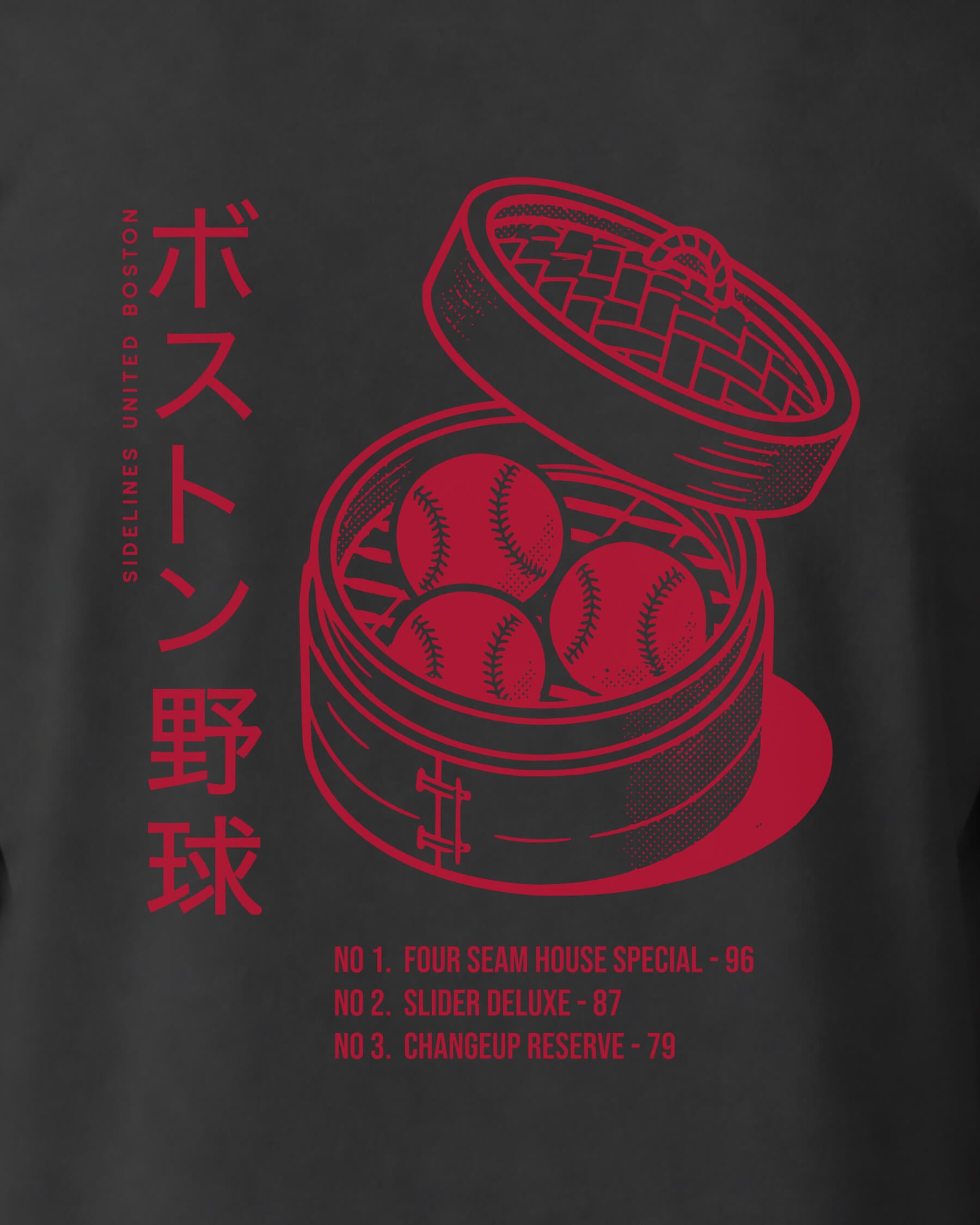 BOS Dim Sum Tee - Washed Black / Red - Zoom